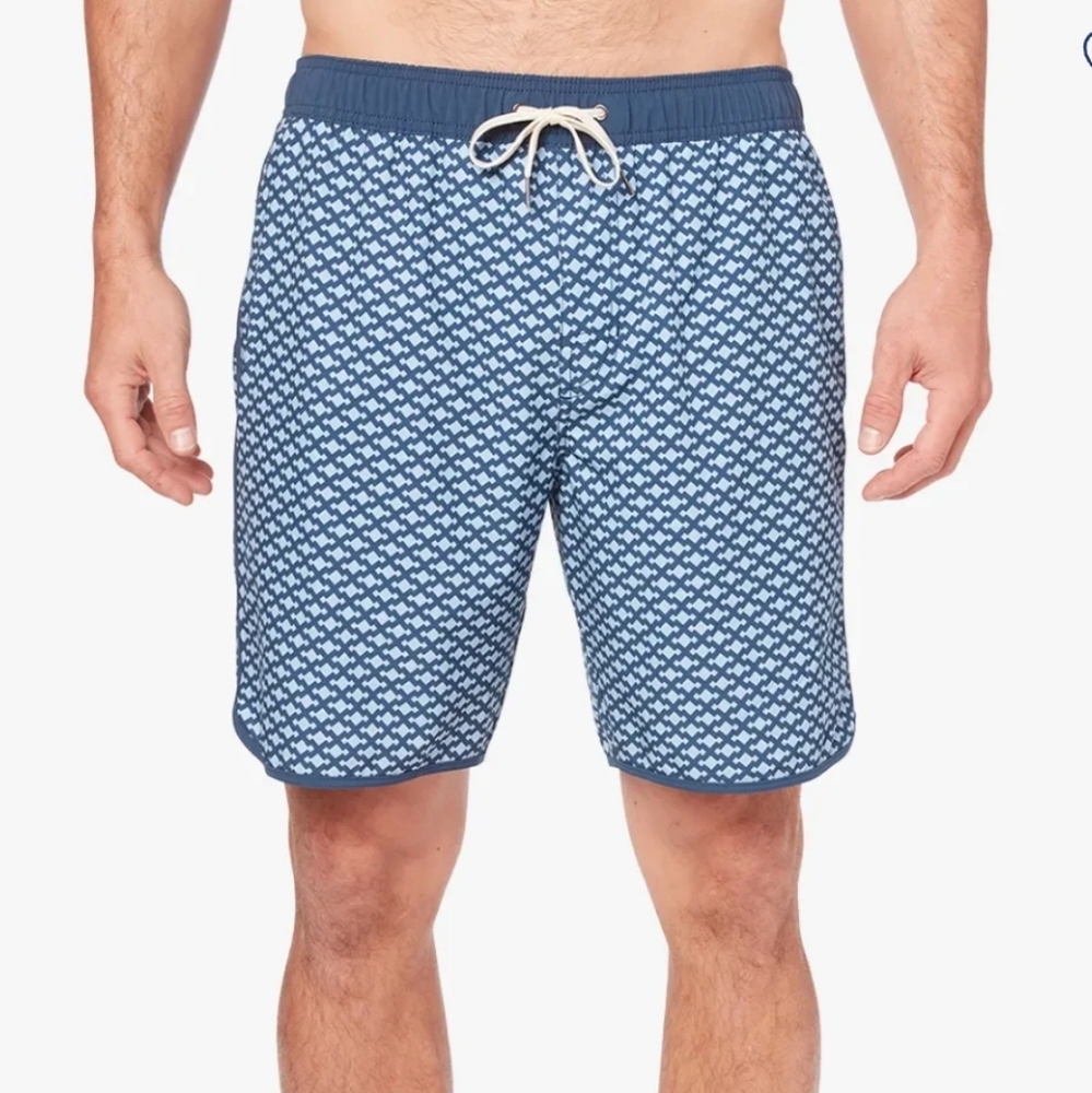 Fair Harbor Blue Patterned Swim Trunks